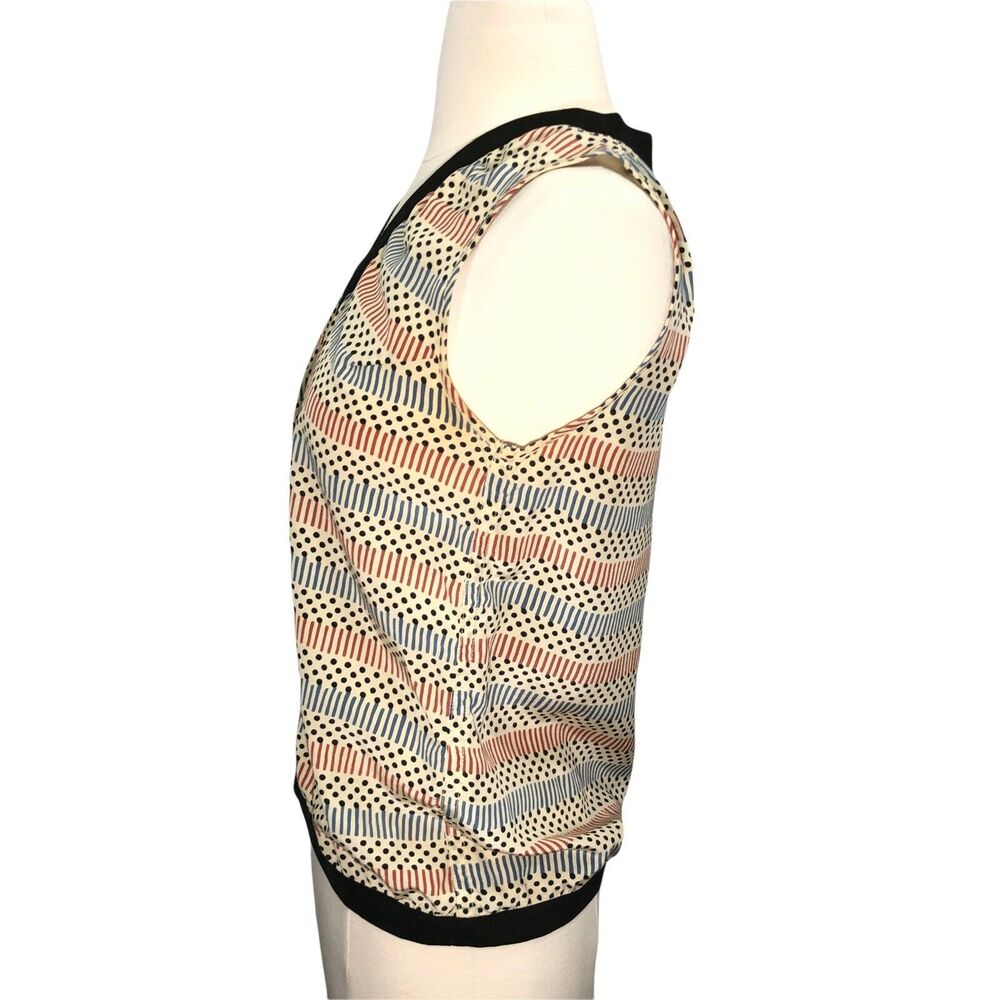 Marni for H&M Womens Size 2 Vest Retro Geometric Silk Tank Top Blouse V Neck - Picture 4 of 9